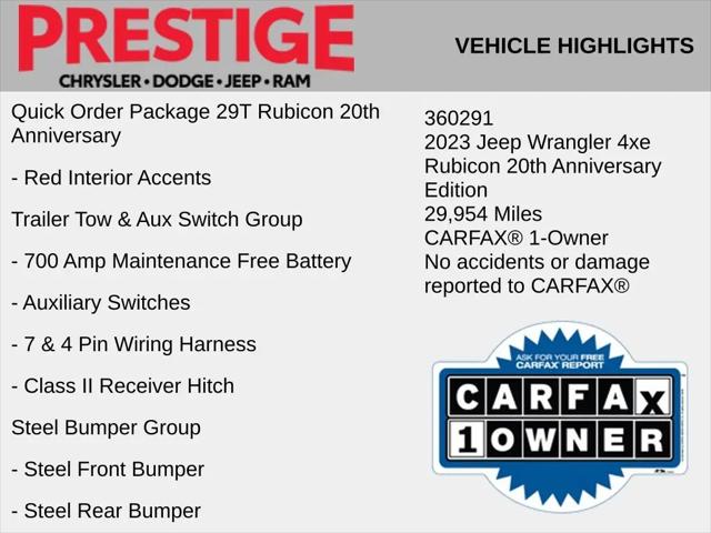 2023 Jeep Wrangler 4xe Rubicon 20th Anniversary 4x4