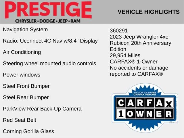 2023 Jeep Wrangler 4xe Rubicon 20th Anniversary 4x4