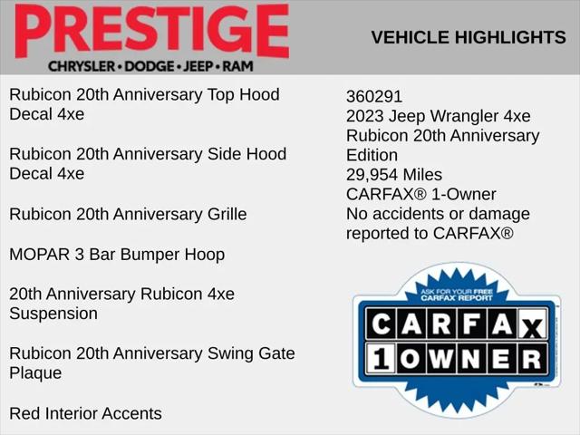 2023 Jeep Wrangler 4xe Rubicon 20th Anniversary 4x4