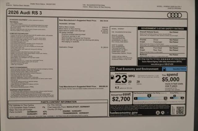 2026 Audi RS 3 TFSI quattro S tronic