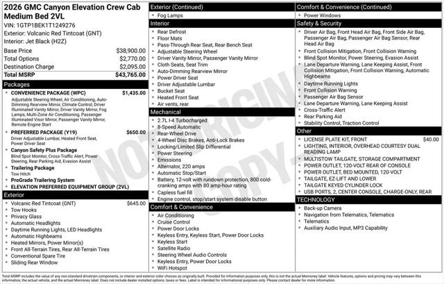2026 GMC Canyon Elevation, RWD