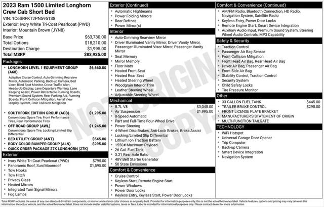 2023 Ram 1500 Limited Longhorn Crew Cab 4x4 5'7" Box