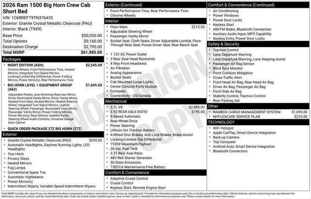 2026 Ram 1500 Big Horn Crew Cab 4x2 57 Box