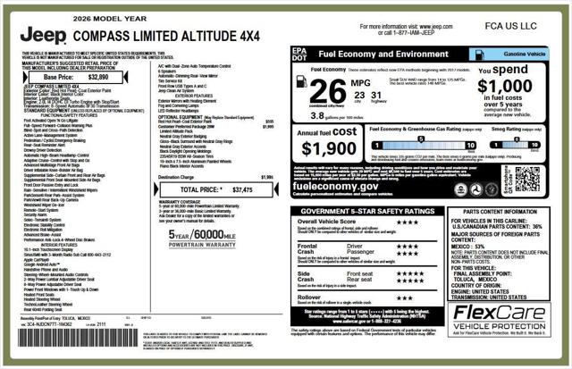 Used 2026 Jeep Compass Limited Altitude For Sale in Toledo, OH