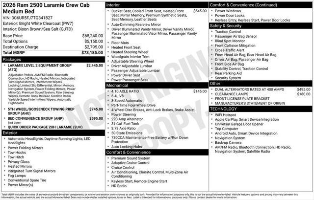 2026 RAM Ram 2500 RAM 2500 LARAMIE CREW CAB 4X4 64 BOX