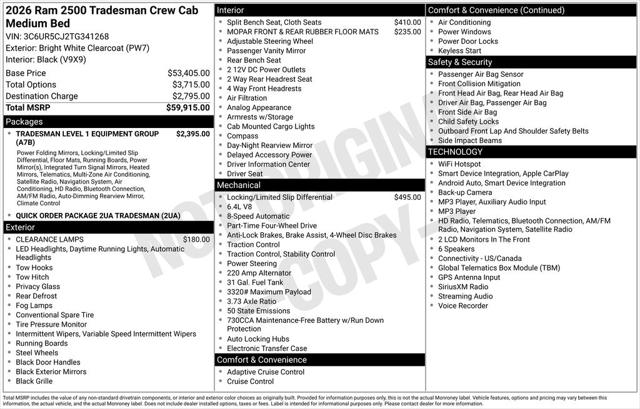 2026 RAM Ram 2500 RAM 2500 TRADESMAN CREW CAB 4X4 64 BOX 2026 RAM Ram 2500 RAM 2500 TRADESMAN CREW CAB 4X4 64 BOX