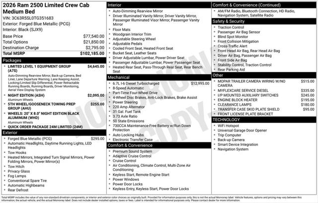 2026 RAM 2500 RAM 2500 LIMITED CREW CAB 4X4 64 BOX