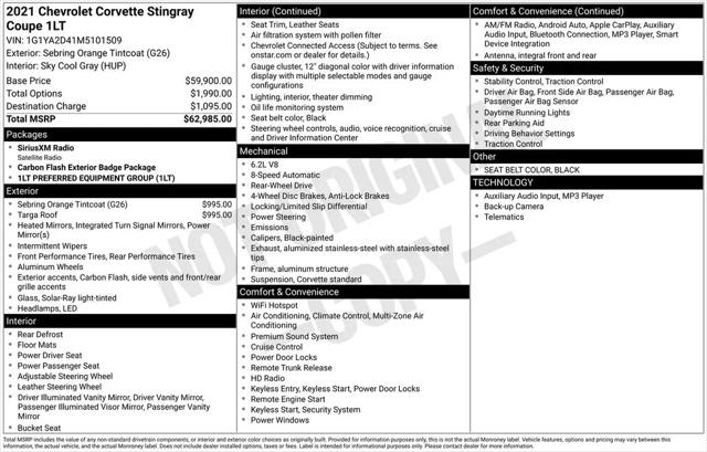 2021 Chevrolet Corvette Stingray RWD Coupe 1LT
