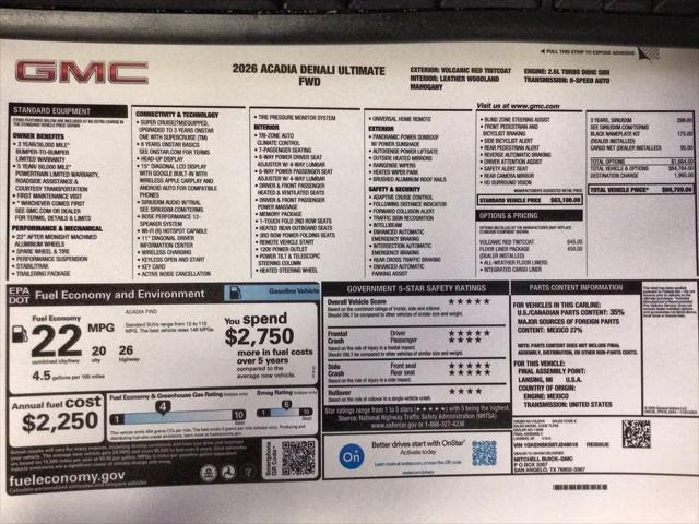 2026 GMC Acadia Denali Ultimate FWD
