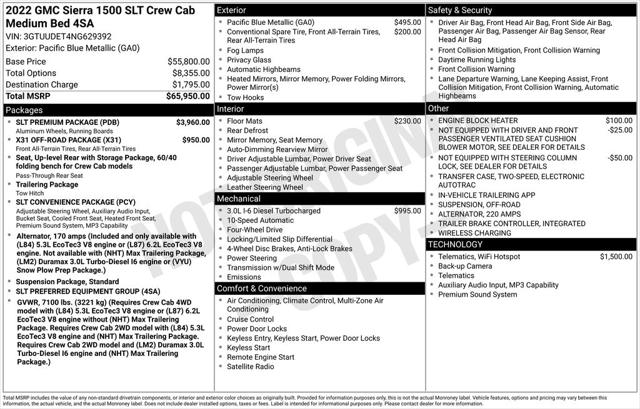 2022 GMC Sierra 1500 4WD Crew Cab Standard Box SLT