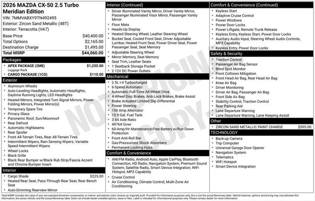 2026 Mazda CX-50 2.5 Turbo Meridian Edition