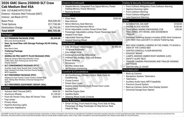 2026 GMC Sierra 2500HD Crew Cab, Standard Bed, SLT, 4WD