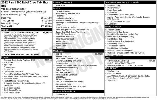 2022 Ram 1500 Rebel Crew Cab 4x4 5'7" Box