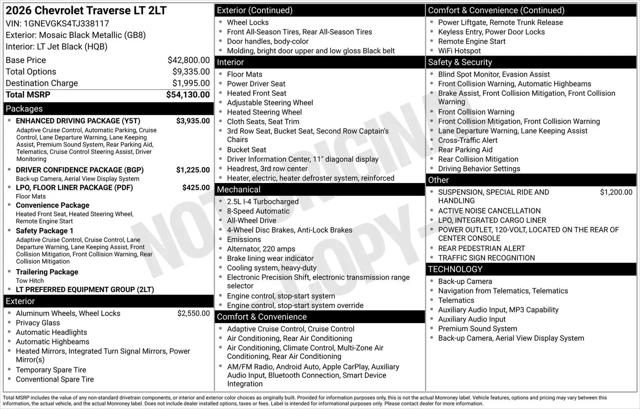 2026 Chevrolet Traverse AWD LT