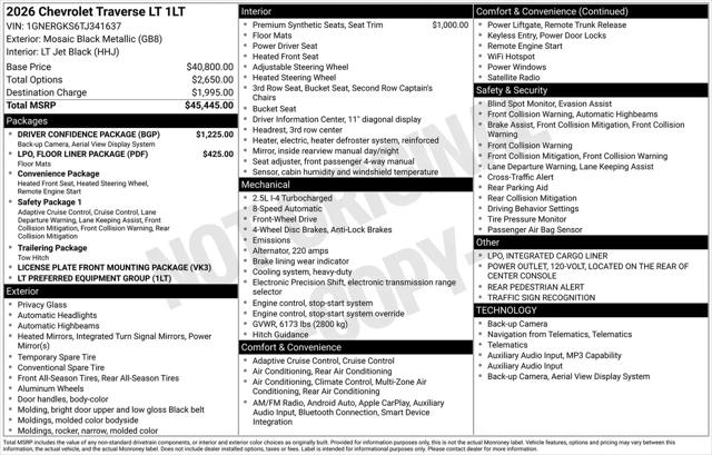 2026 Chevrolet Traverse FWD LT