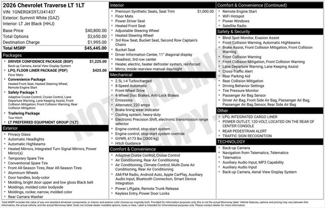 2026 Chevrolet Traverse FWD LT