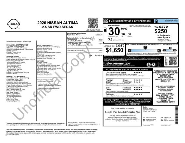 2026 Nissan Altima SR FWD
