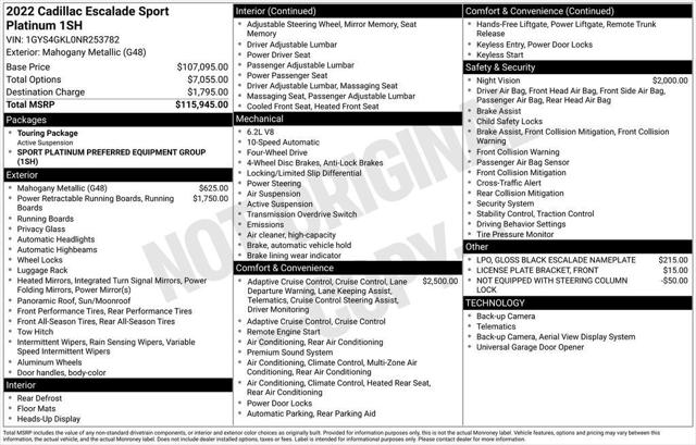 2022 Cadillac Escalade 4WD Sport Platinum