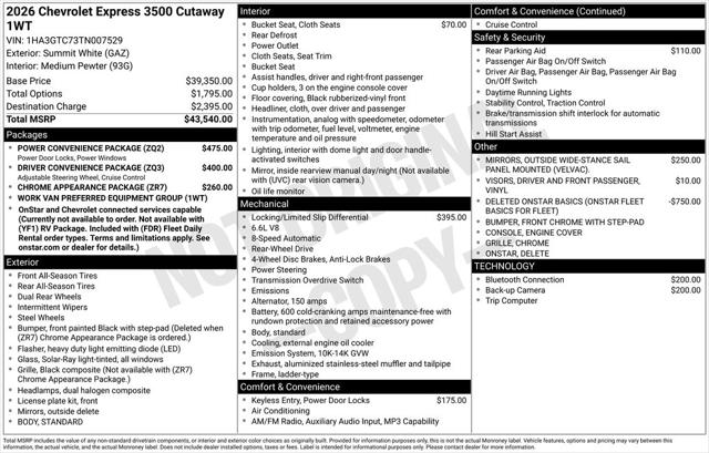 2026 Chevrolet Express Cutaway Work Van