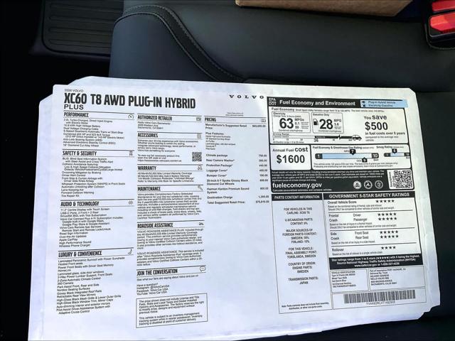 2026 Volvo XC60 Plug-In Hybrid Plus, T8 AWD Electric/Gasoline, Dark