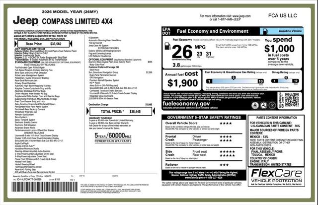 2026 Jeep Compass COMPASS LIMITED 4X4 2026 Jeep Compass COMPASS LIMITED 4X4