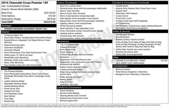 2016 Chevrolet Cruze Premier Auto