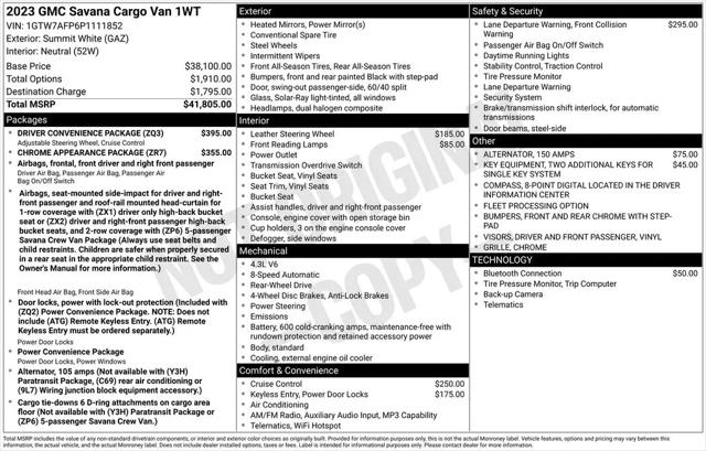2023 GMC Savana Cargo RWD 2500 Regular Wheelbase Work Van