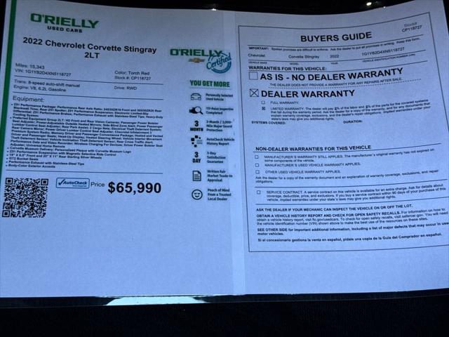 2022 Chevrolet Corvette Stingray RWD Coupe 2LT