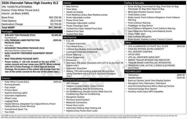 2026 Chevrolet Tahoe 4WD High Country