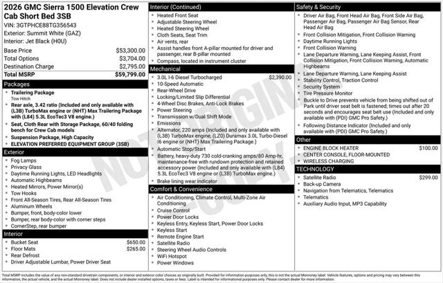 2026 GMC Sierra 1500 Crew Cab, Short Bed, Elevation, RWD