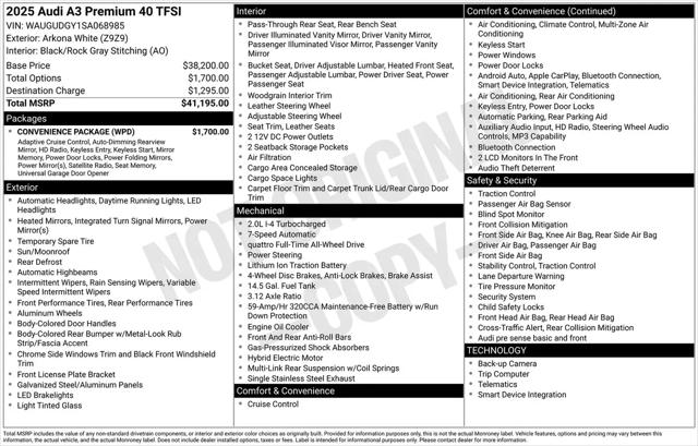 2025 Audi A3 Premium 40 TFSI quattro S tronic