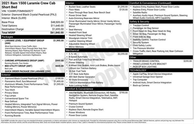 2021 Ram 1500 Laramie Crew Cab 4x4 5'7" Box