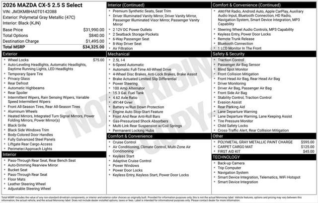 2026 Mazda CX-5 2.5 S Select