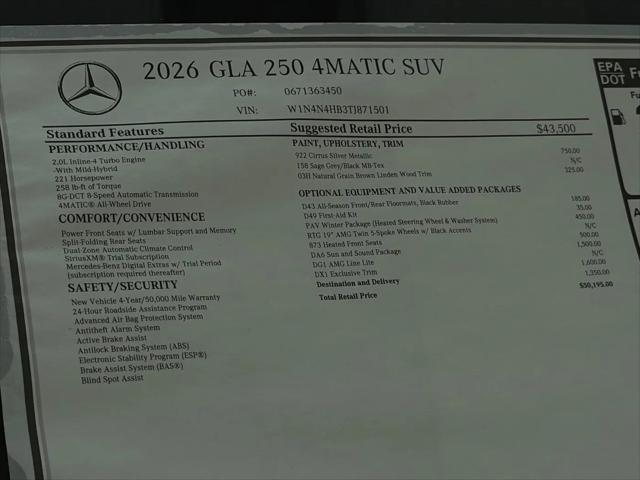 2026 Mercedes-Benz GLA-CLASS 4MATIC