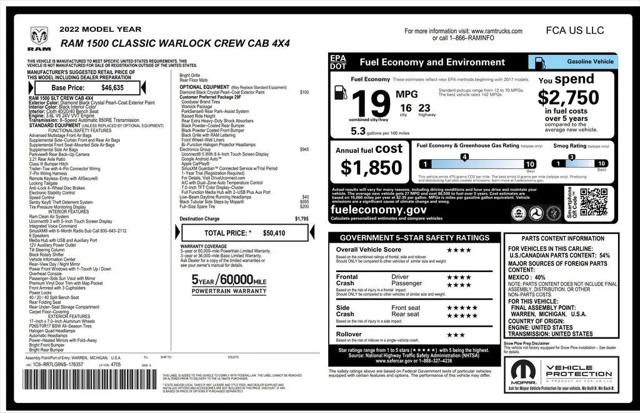 2022 Ram 1500 Classic Warlock Crew Cab 4x4 5'7" Box