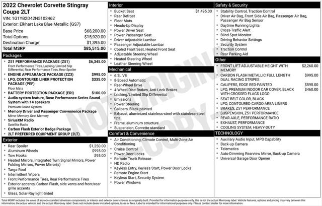 2022 Chevrolet Corvette Stingray RWD Coupe 2LT