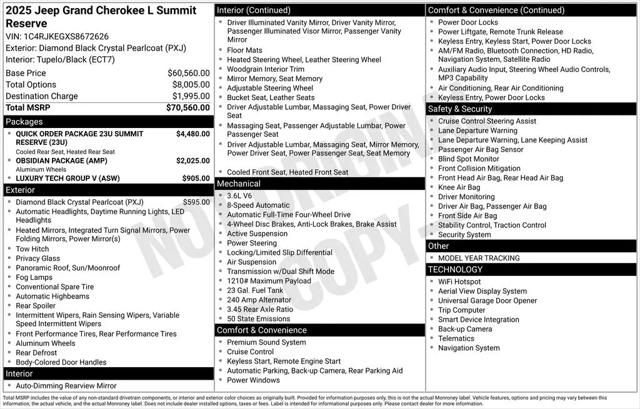 2025 Jeep Grand Cherokee L Summit Reserve 4x4