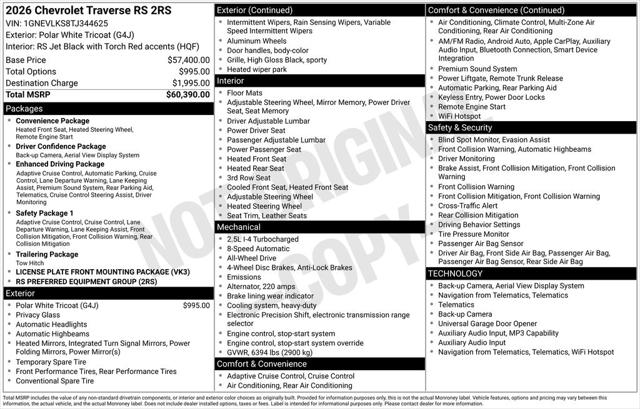 2026 Chevrolet Traverse AWD RS