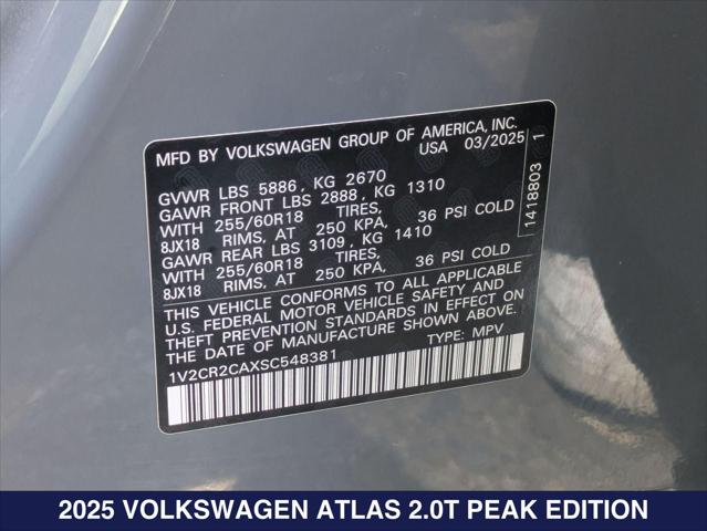2025 Volkswagen Atlas 2.0T Peak Edition