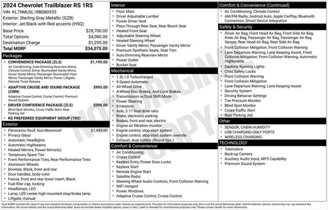 2024 Chevrolet TrailBlazer AWD RS