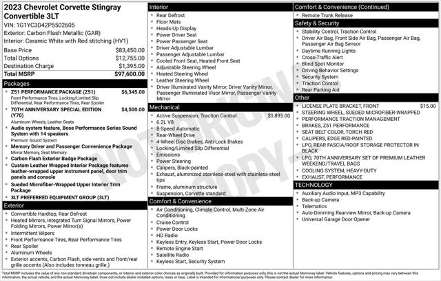 2023 Chevrolet Corvette Stingray RWD Convertible 3LT