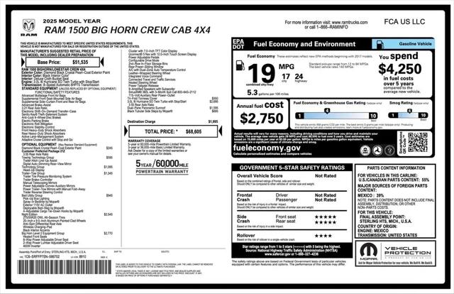 2025 Ram 1500 Big Horn Crew Cab 4x4 5'7" Box