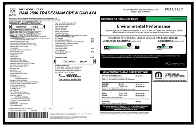 2022 Ram 2500 Tradesman Crew Cab 4x4 6'4" Box