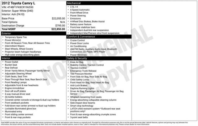 2012 Toyota Camry L