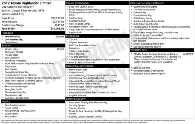 2012 Toyota Highlander Limited V6
