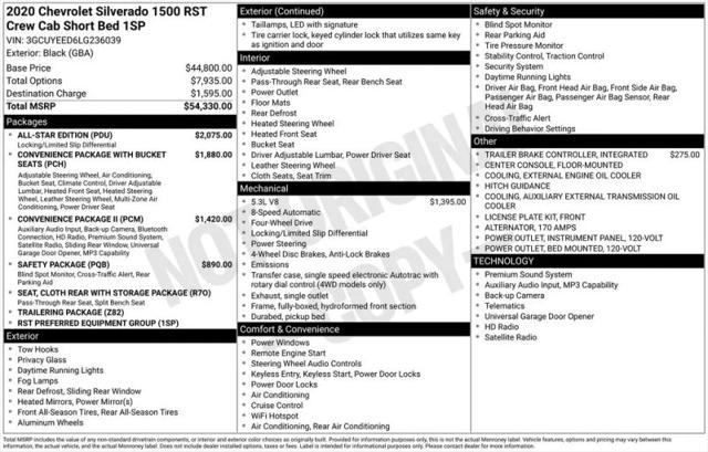 2020 Chevrolet Silverado 1500 4WD Crew Cab Short Bed RST