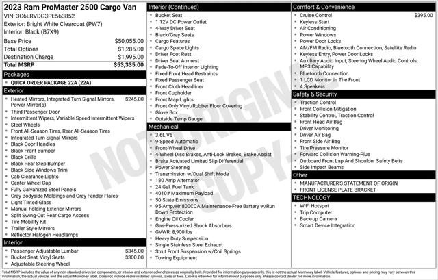 2023 Ram ProMaster 2500 Cargo Van High Roof 159" WB