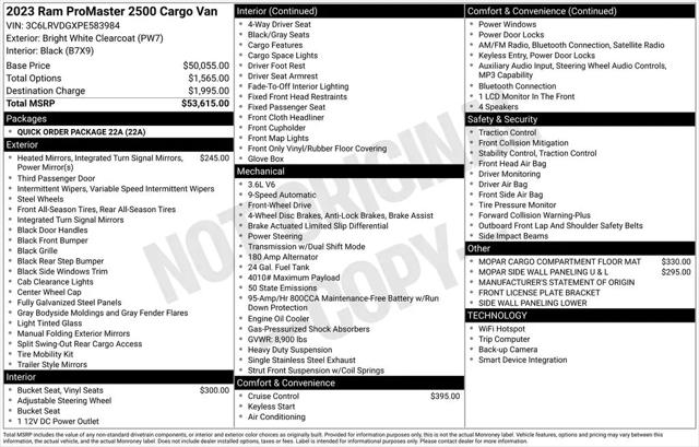2023 Ram ProMaster 2500 Cargo Van High Roof 159" WB
