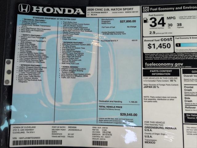 2026 Honda Civic Sport