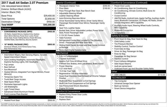 2017 Audi A4 2.0T Premium